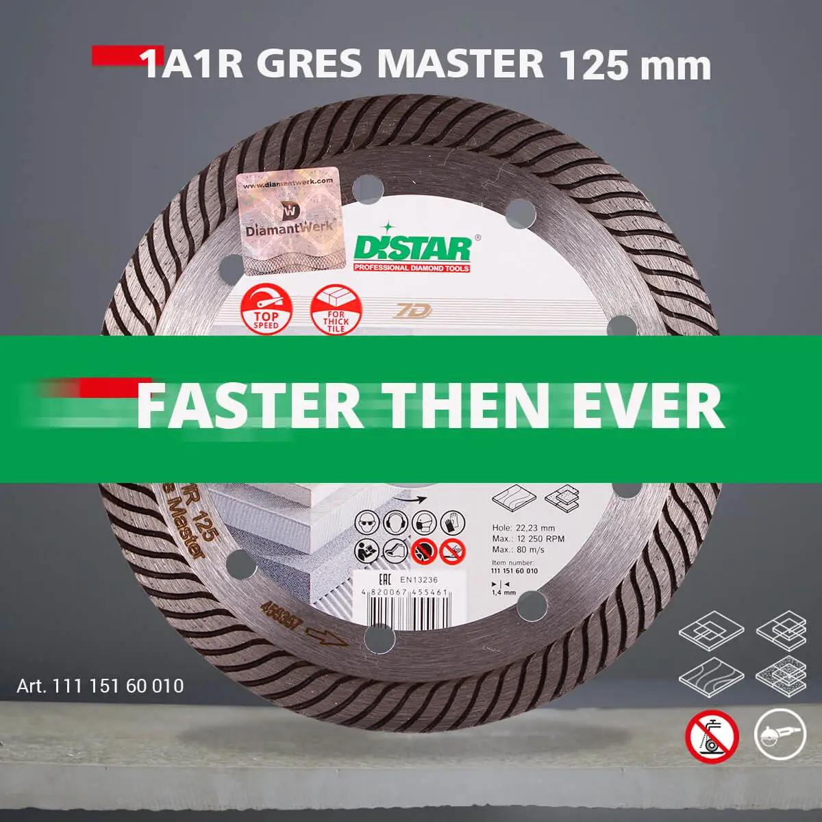 Diamantový kotúč 1A1R 125 Gres Master 1