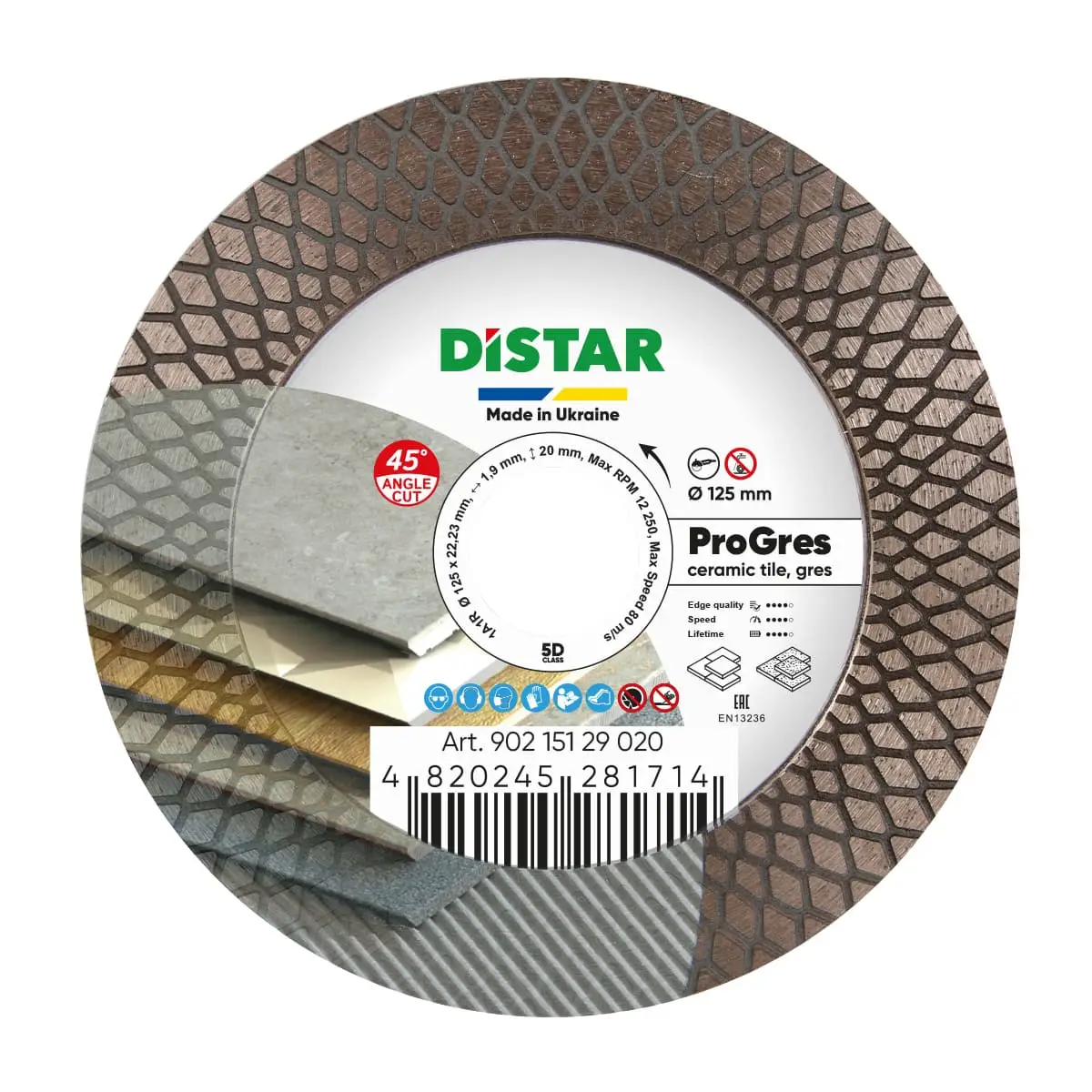 Diamantový kotúč 1A1R 125 PRO Gres 1