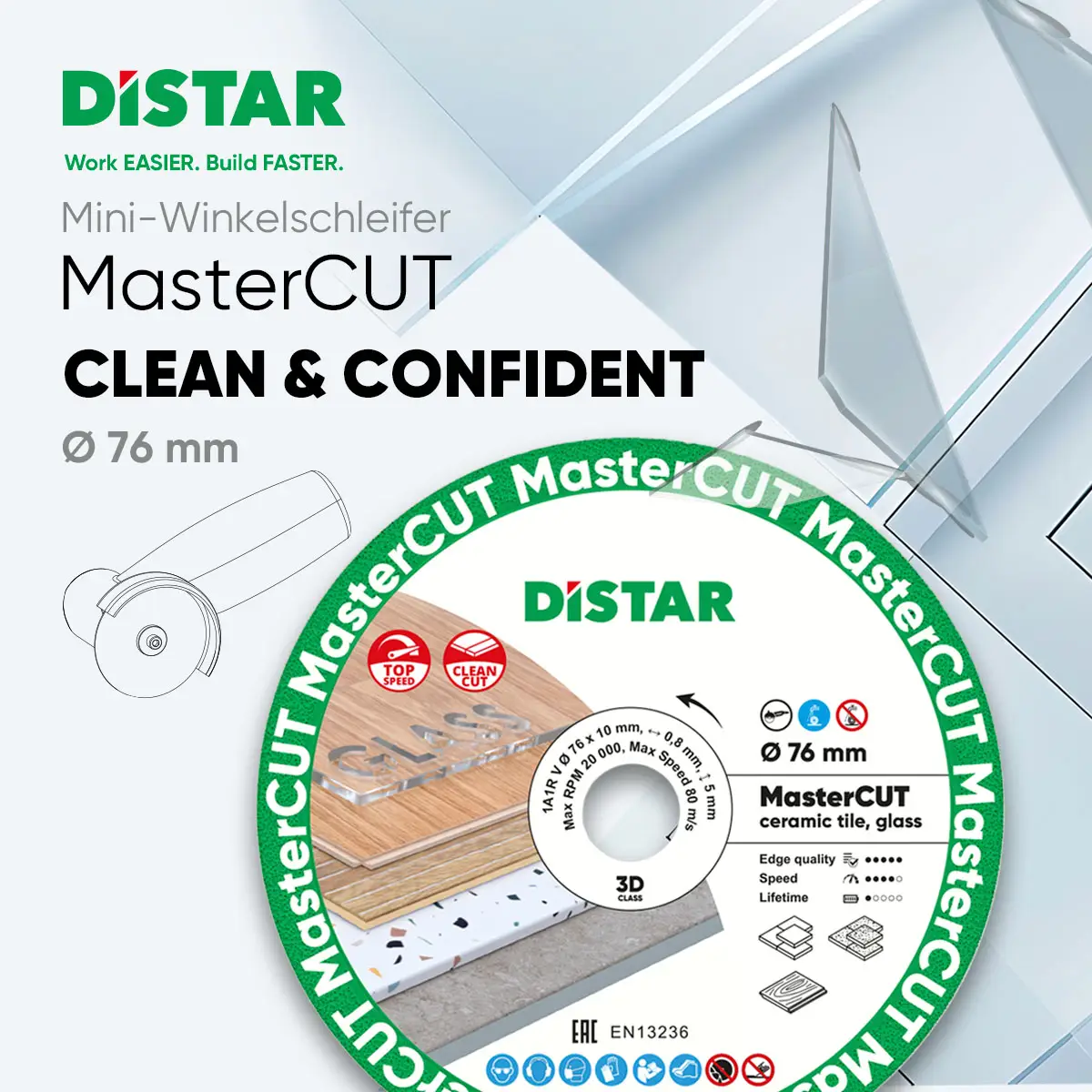 Diamond cutting blade 1A1R V 76x0,8x10 MasterCUT 1